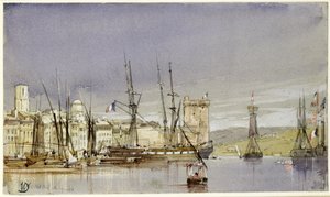 Marseille, Schiffe vor Anker und ein Handelsschiff in der Flaute, 1836